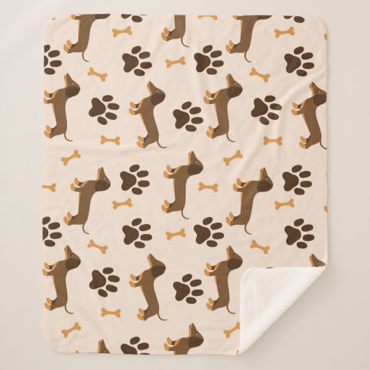 Dackel Muster: Vintages Druckdesign Sherpadecke (Vorderseite)