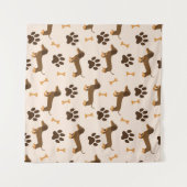 Dackel Muster: Vintages Druckdesign Wandteppich (Vorderseite (Horizontal))
