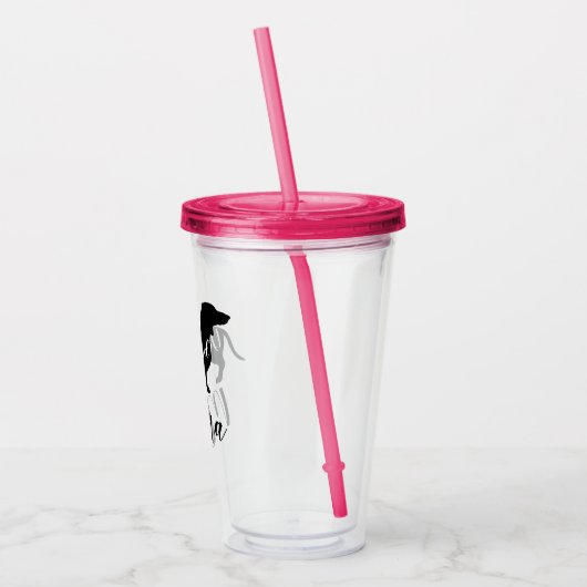 Dackel-Mutter Script u. HundeSilhouette Acryltrinkbecher (Links)