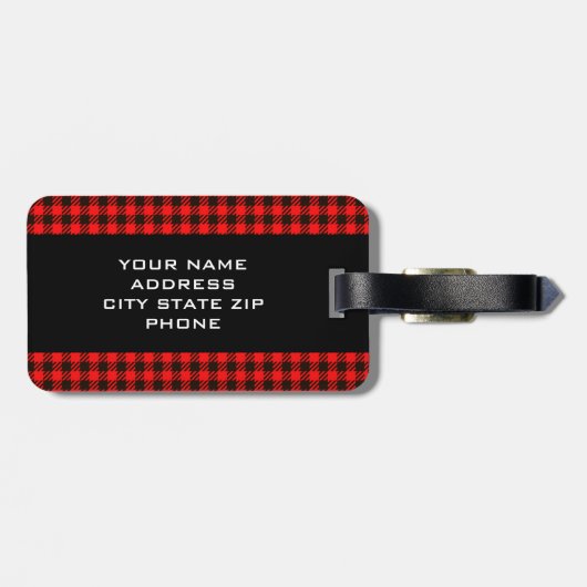 Dackel n’ Karo Gepäckanhänger mit Ledergurt (Rückseite horizontal)