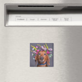 Dackel Naher Anstieg der Dackel mit Blume Magnet (In Situ (Geschirrspüler))