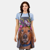 Dackel Naher Anstieg der Dackel mit Blume Schürze (Getragen)
