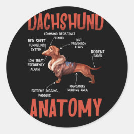 Dackel Niedlich für Dackel Dackel Liebe Anatomie Runder Aufkleber