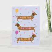 Dackel Niedlich Happy Birthday Sausage Dog Card Karte (Vorderseite)