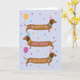 Dackel Niedlich Happy Birthday Sausage Dog Card Karte