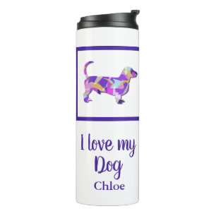 Dackel Niedlich Hunde Silhouette PurplePY&B Thermosbecher
