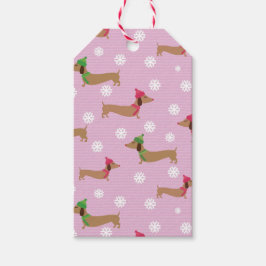 Dackel Niedlich Pink Weihnachten Schneeflocken Ges Geschenkanhänger