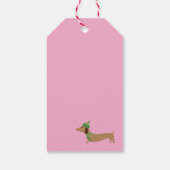 Dackel Niedlich Pink Weihnachten Schneeflocken Ges Geschenkanhänger (Rückseite)