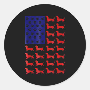 Dackel - Niedliche amerikanische Flagge 4. Juli Runder Aufkleber