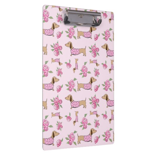 Dackel Office Supplies - Rosa Flora Klemmbrett (Rechts)