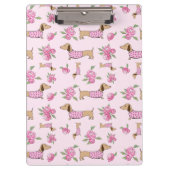 Dackel Office Supplies - Rosa Flora Klemmbrett (Vorderseite)