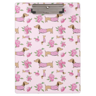 Dackel Office Supplies - Rosa Flora Klemmbrett