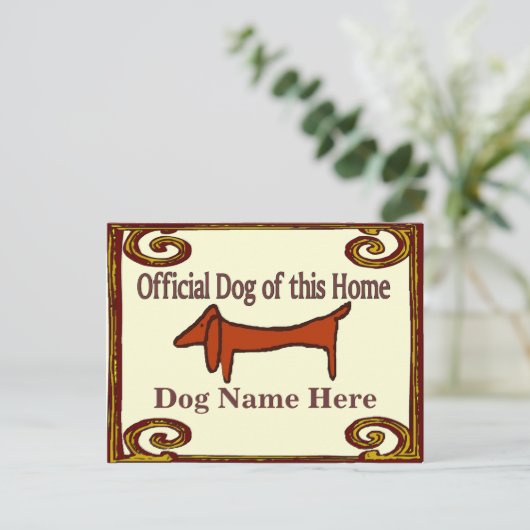 Dackel Offiziell Hundeschrift Postkarte (Stehend Vorderseite)