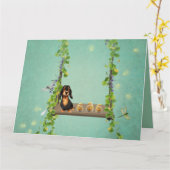 Dackel Ostergrußkarte Karte (Gelbe Blume)