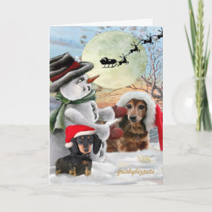 Dackel Pals mit Snowman Cards gefüllt Feiertagskarte