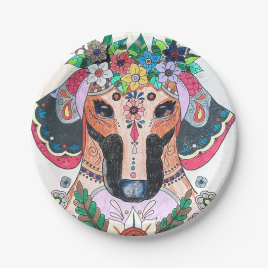 Dackel Pappteller (Vorderseite)