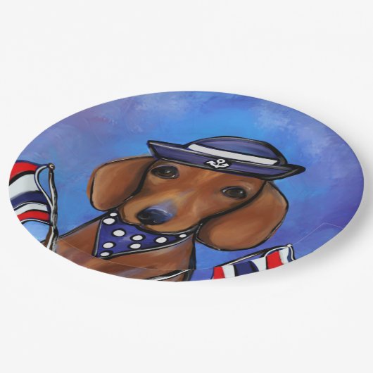 Dackel Pappteller (Schrägansicht)