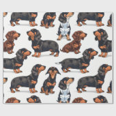 Dackel Parade Wrapping Paper Geschenkpapier (Flach)