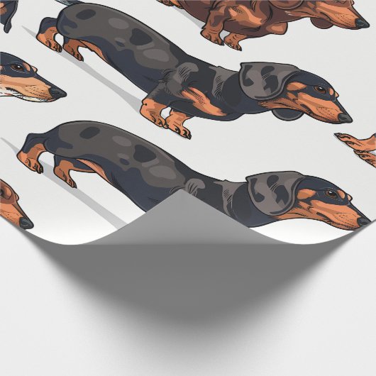 Dackel Parade Wrapping Paper Geschenkpapier (Ecke)