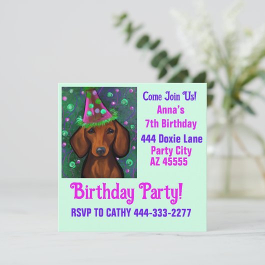 Dackel Party Einladung (Stehend Vorderseite)