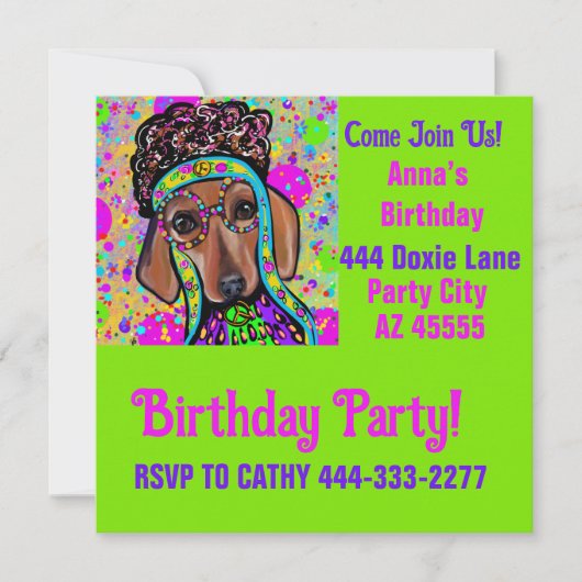 Dackel Party Einladung (Vorderseite)