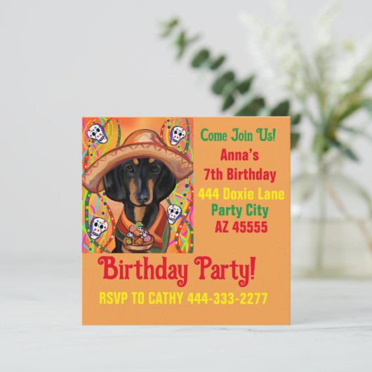Dackel Party Einladung (Stehend Vorderseite)