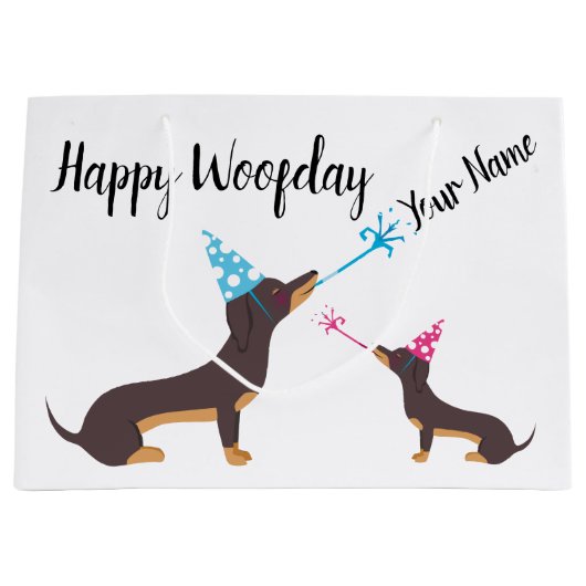Dackel-Party Große Geschenktüte (Vorderseite)