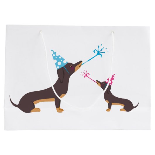 Dackel-Party Große Geschenktüte (Rückseite)