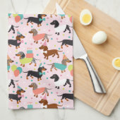 Dackel Party Küchentuch (Viertel Falte)