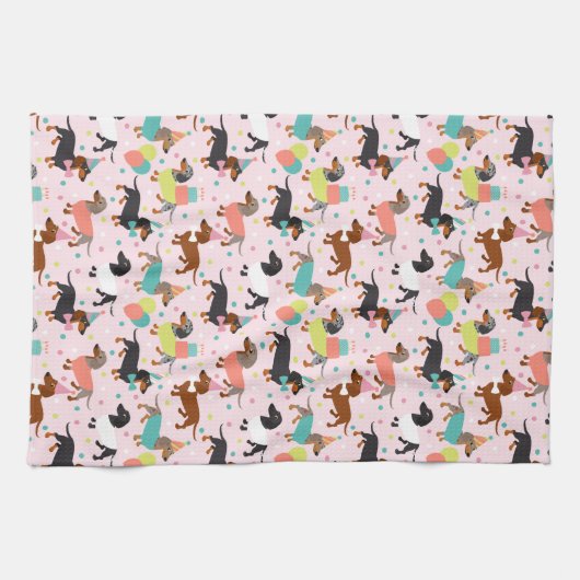 Dackel Party Küchentuch (Horizontal)