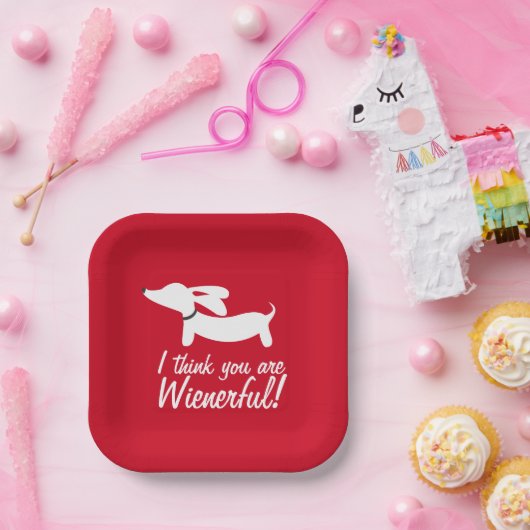 Dackel Party Red "Ich denke, du bist wütend" Pappteller (Party)