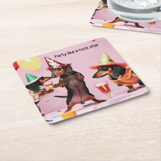 Dackel Party Trinkküste Rechteckiger Pappuntersetzer (angewinkelt)