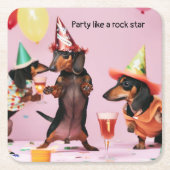 Dackel Party Trinkküste Rechteckiger Pappuntersetzer (Vorderseite)