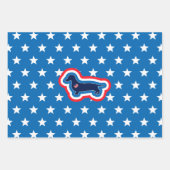 Dackel Patriotisch rot und blau 4. Juli Geschenkpapier Set (Vorderseite)