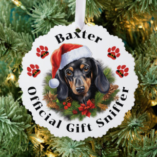 Dackel Paw Print Weihnachtspapier Ornament Card