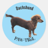 Dackel Paw-trol Runder Aufkleber (Vorderseite)