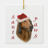 Dackel Paws - Langhaar Keramikornament (Rückseite)