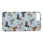 Dackel Paws und Knochen Muster Blau Case-Mate iPhone Hülle (Rückseite (Horizontal))