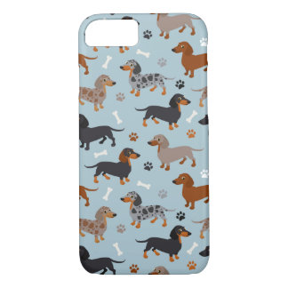 Dackel Paws und Knochen Muster Blau Case-Mate iPhone Hülle