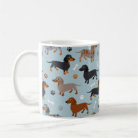 Dackel Paws und Knochen Muster Blau