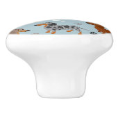 Dackel Paws und Knochen Muster Blau Keramikknauf (Seitenansicht)