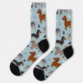 Dackel-Paws und Knochen-Muster-Socken Socken (Linkes Detail)