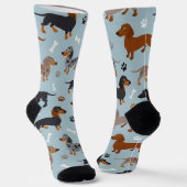 Dackel-Paws und Knochen-Muster-Socken Socken (Gewinkelt)