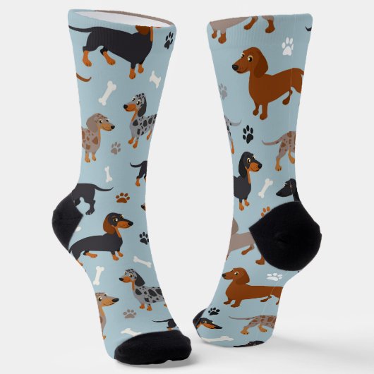 Dackel-Paws und Knochen-Muster-Socken Socken (Gewinkelt)