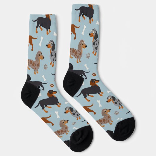 Dackel-Paws und Knochen-Muster-Socken Socken (Rechts)
