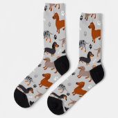 Dackel-Paws und Knochen-Muster-Socken Socken (Linkes Detail)