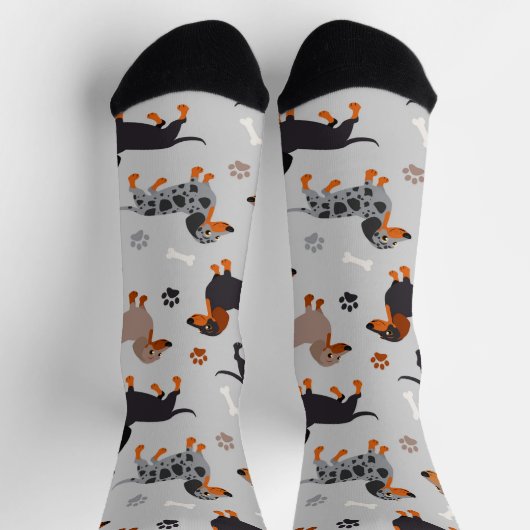 Dackel-Paws und Knochen-Muster-Socken Socken (Oben)