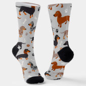 Dackel-Paws und Knochen-Muster-Socken Socken (Gewinkelt)
