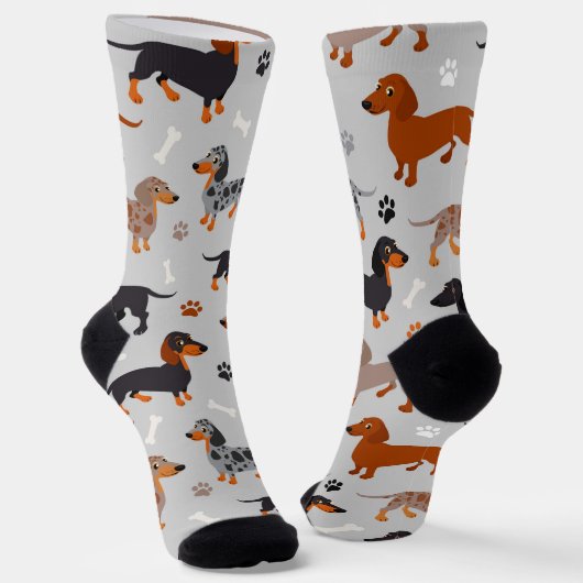 Dackel-Paws und Knochen-Muster-Socken Socken (Gewinkelt)