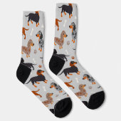 Dackel-Paws und Knochen-Muster-Socken Socken (Rechts)